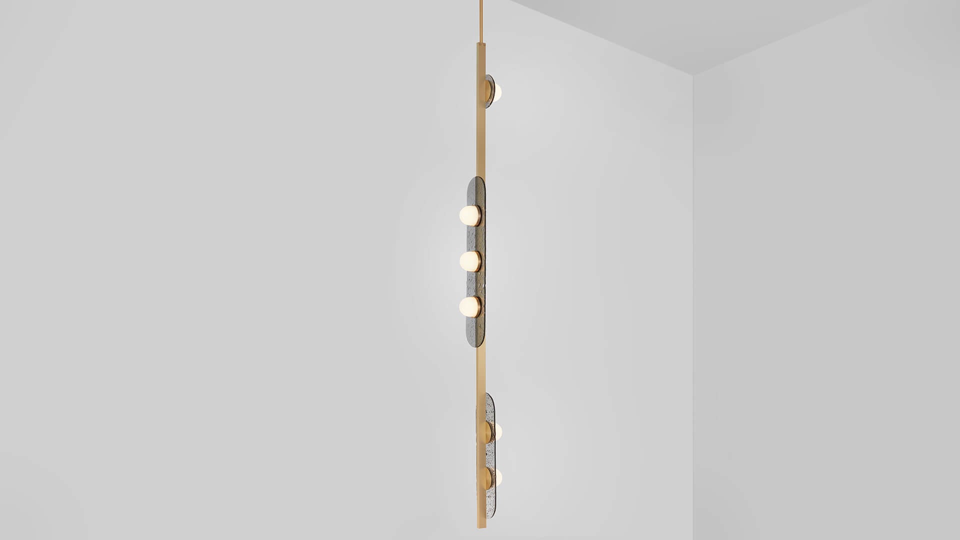 CTO Lighting - Modulo Pendant Vertical Light - Smoked Glass with Metal Framework - EB London