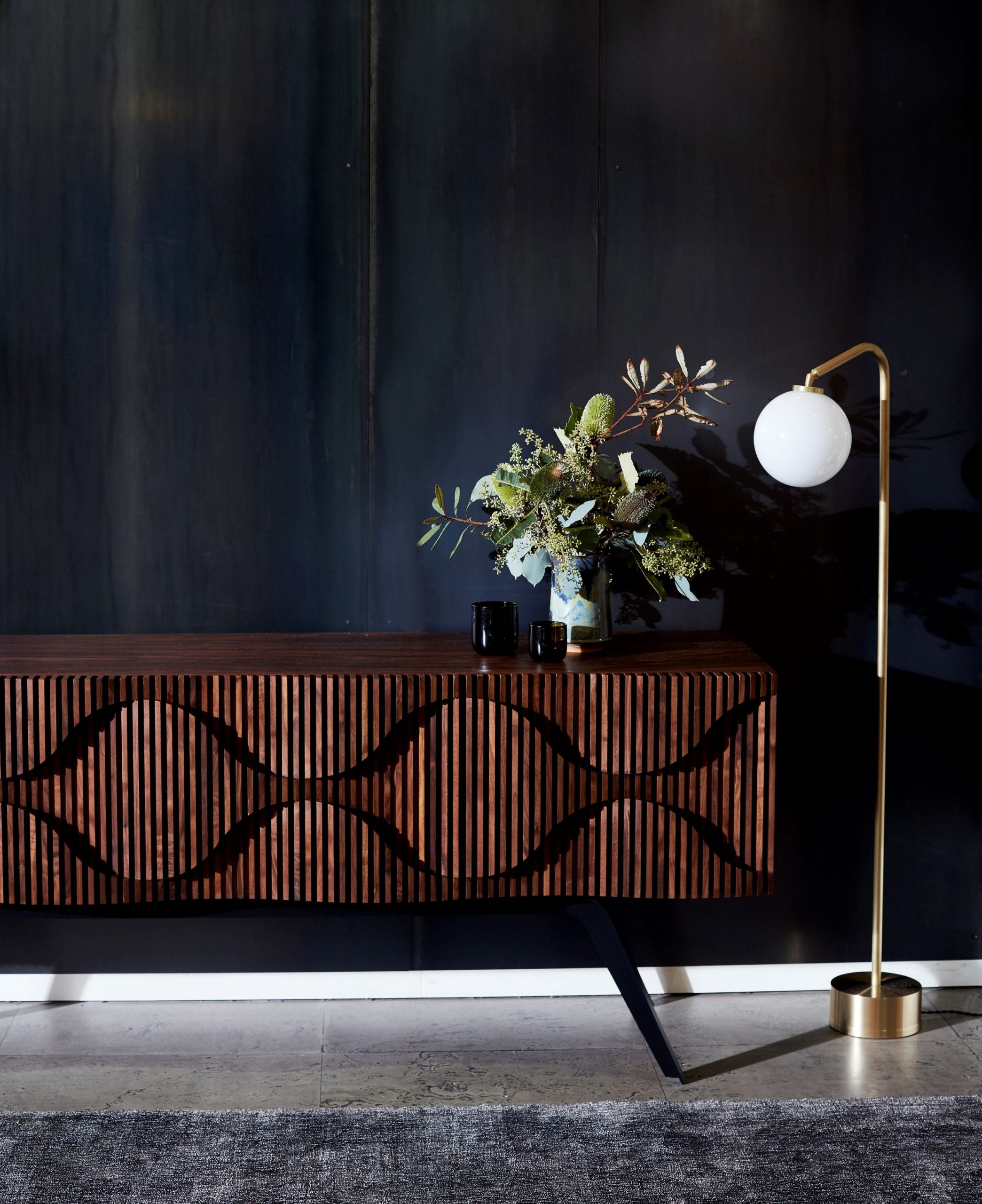 CTO Lighting - Oscar Floor Light - Opal Glass Shade With Metal detailing - EB London