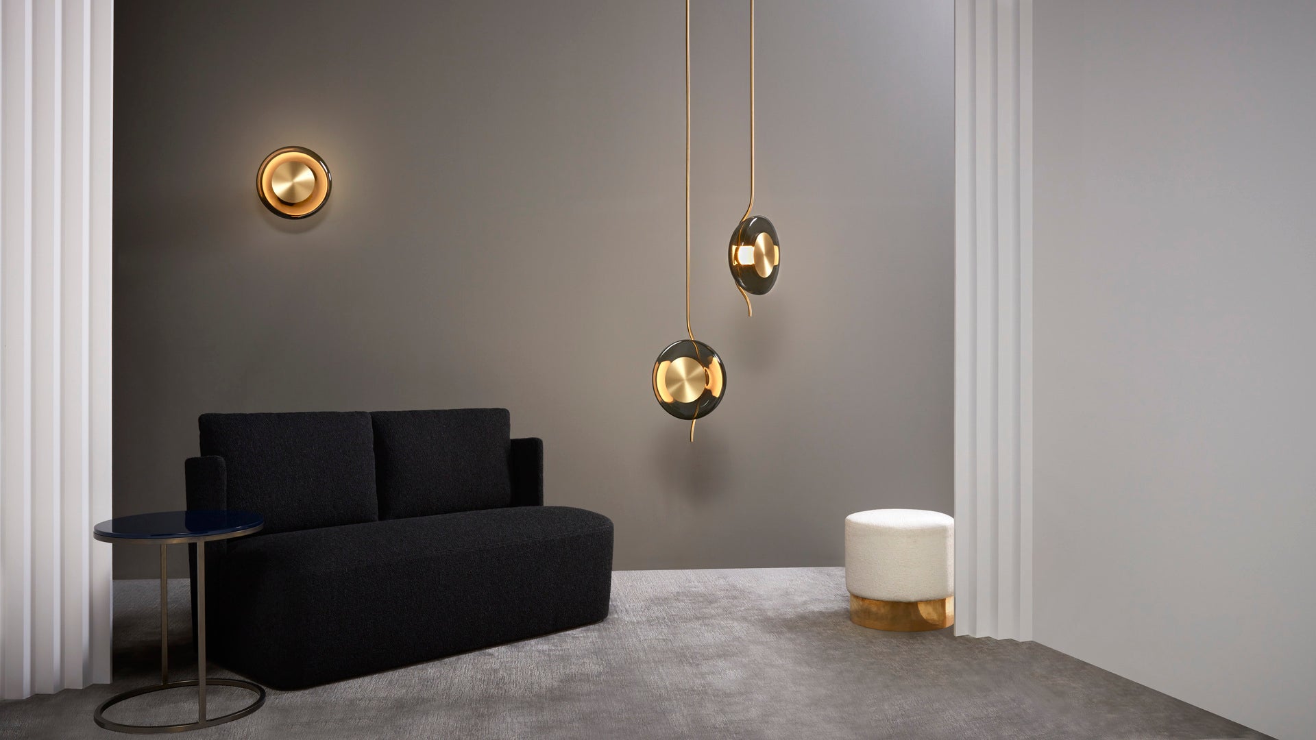 CTO Lighting - Pendulum Pendant Light - Hand-Blown Glass with Satin Brass and Bronze - EB London