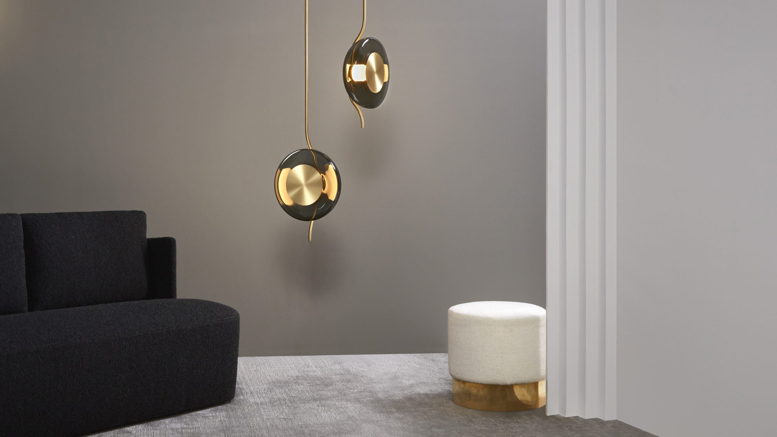 CTO Lighting - Pendulum Pendant Light - Hand-Blown Glass with Satin Brass and Bronze - EB London