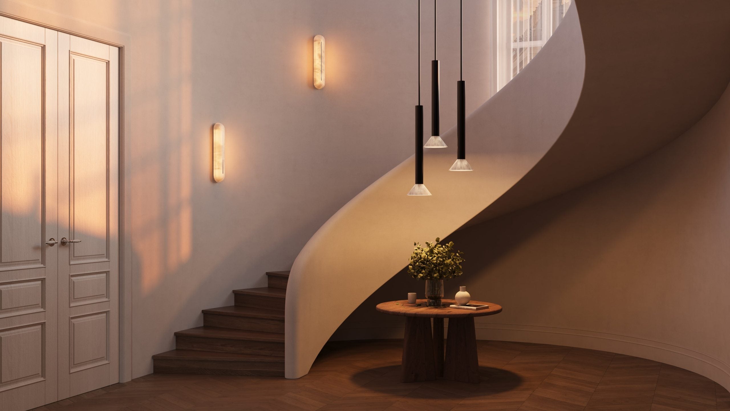 CTO Lighting - Torres Pendant Light - Alabaster Stone with Metal detailing - EB London