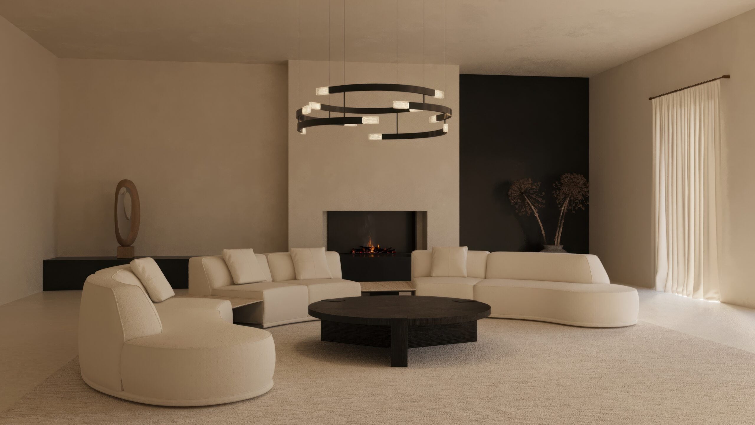 CTO Lighting - Trace Circular Chandelier - Liquid Cast Glass with Bronze - EB London