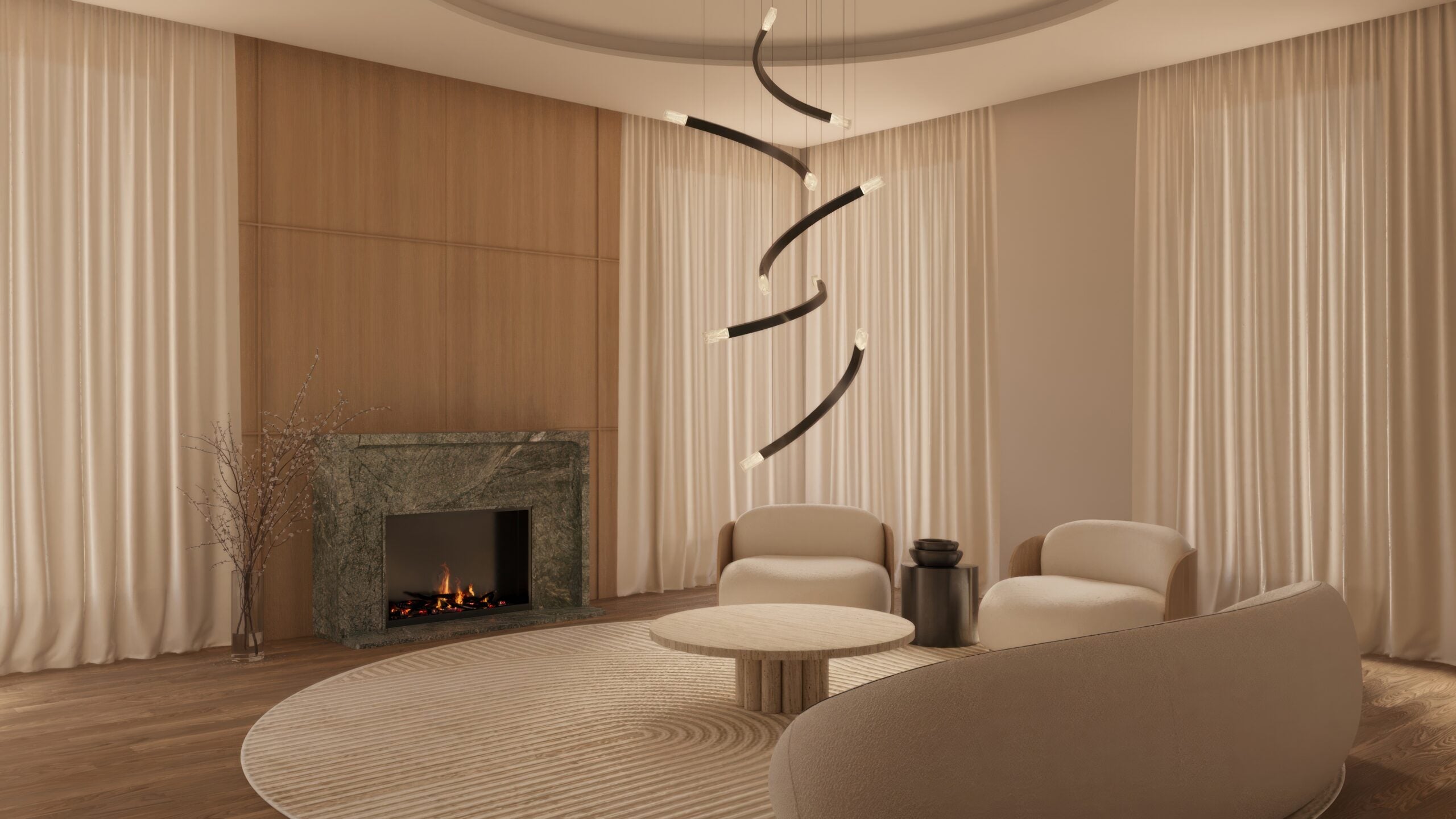 CTO Lighting - Trace Free Fall Chandelier - Liquid Cast Glass with Bronze - EB London
