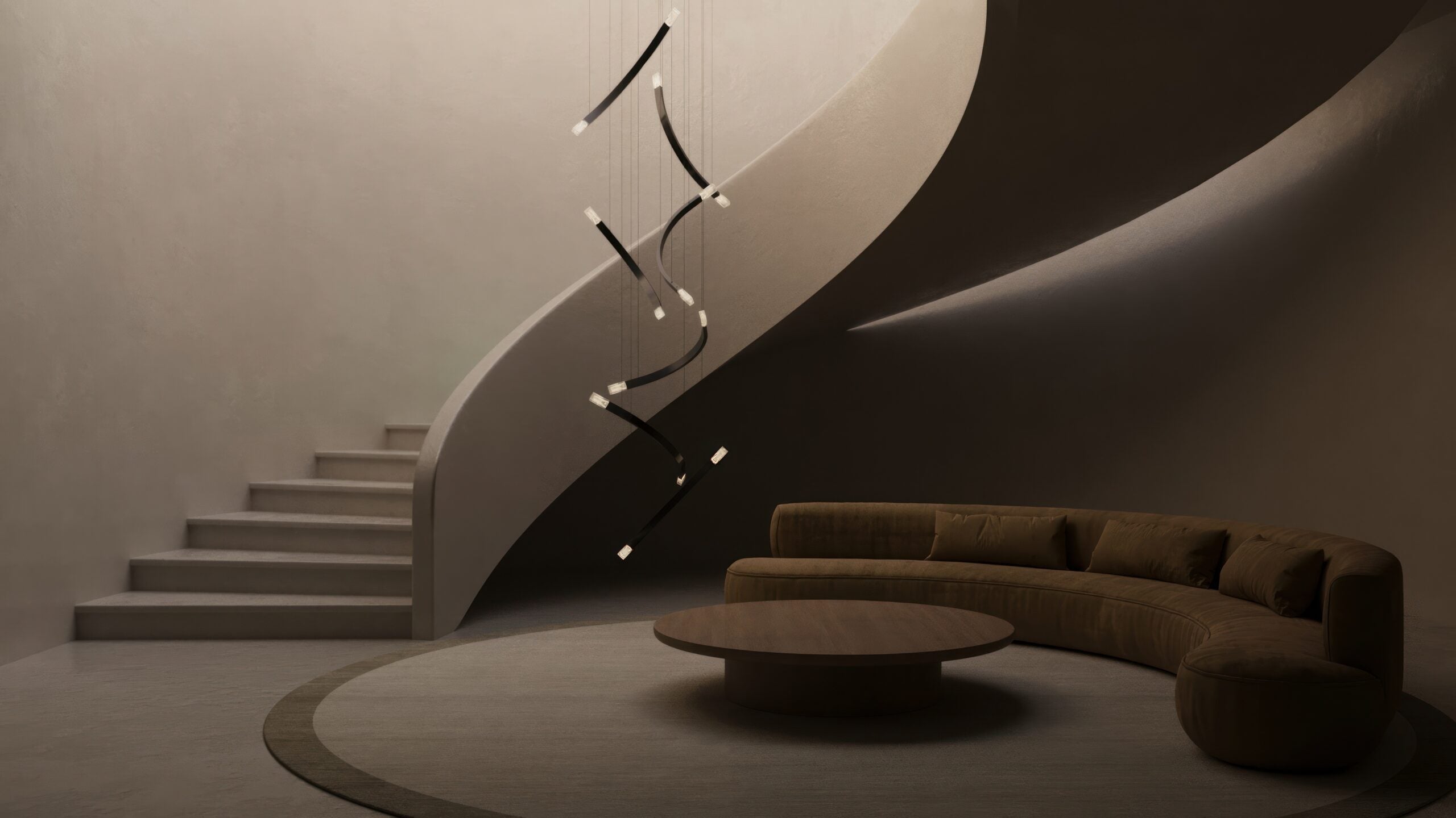 CTO Lighting - Trace Free Fall Chandelier - Liquid Cast Glass with Bronze - EB London