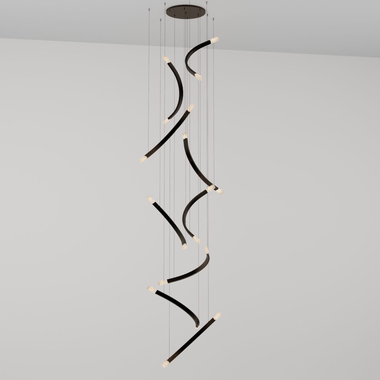 CTO Lighting - Trace Free Fall Chandelier - Liquid Cast Glass with Bronze - EB London