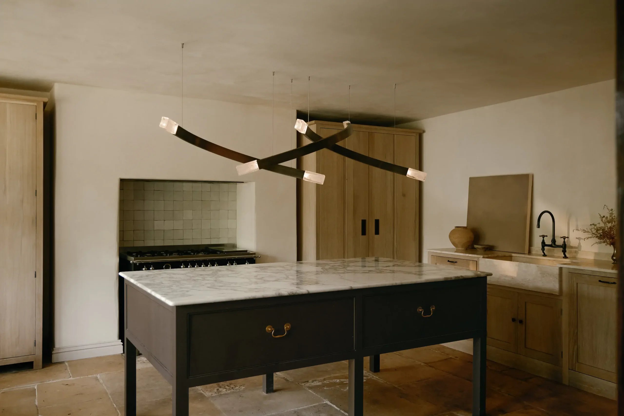 CTO Lighting - Trace Linear Chandelier - Liquid Cast Glass with Bronze - EB London