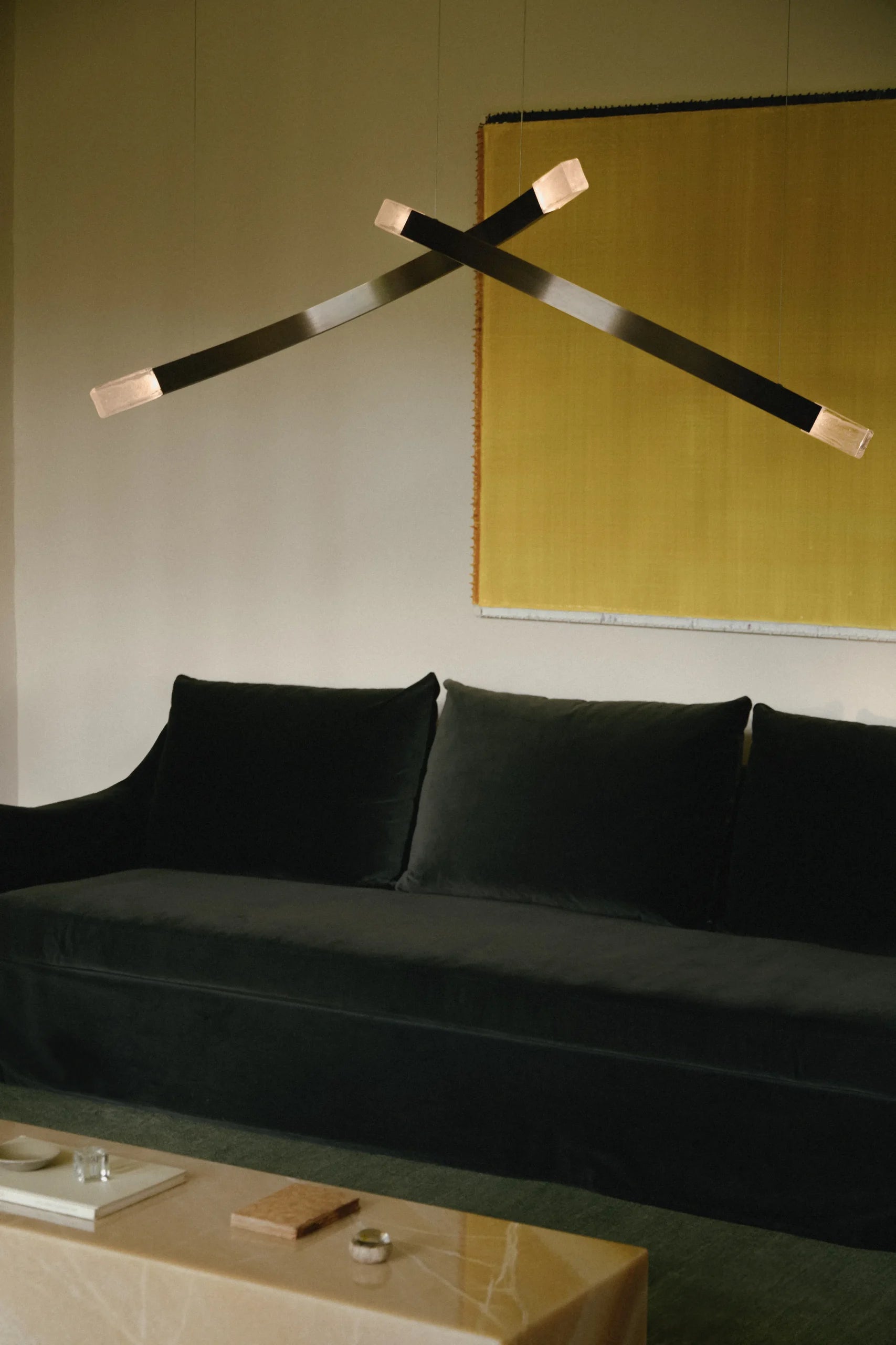 CTO Lighting - Trace Linear Chandelier - Liquid Cast Glass with Bronze - EB London