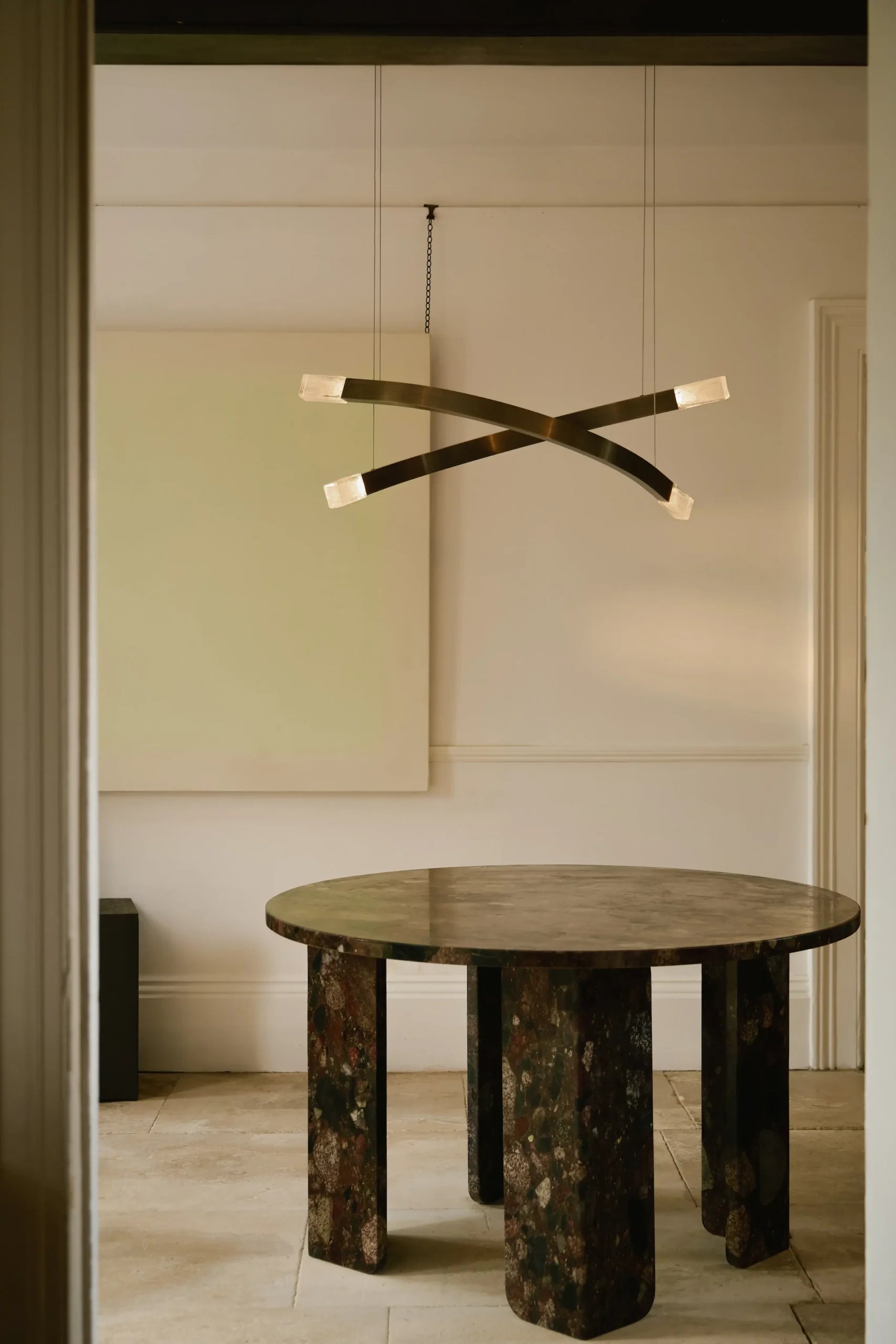 CTO Lighting - Trace Linear X Chandelier - Liquid Cast Glass with Bronze - EB London