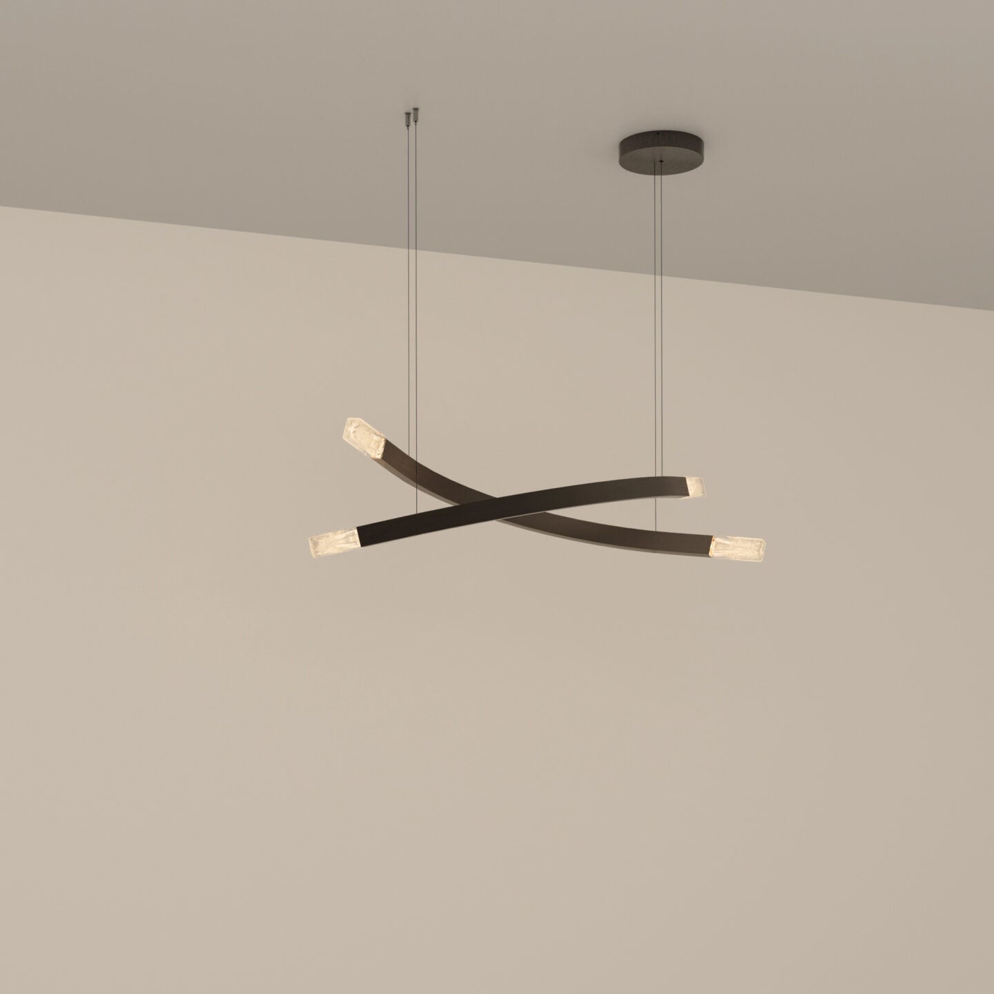 CTO Lighting - Trace Linear X Chandelier - Liquid Cast Glass with Bronze - EB London