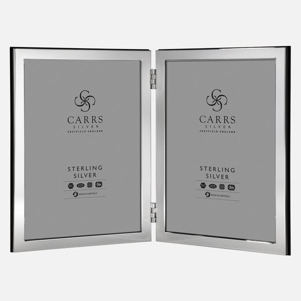 Double Sterling Silver Photo Frame With Wood Back - Carrs Silver - EB London