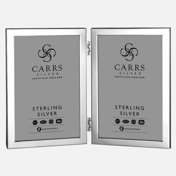 Double Sterling Silver Photo Frame With Wood Back - Carrs Silver - EB London