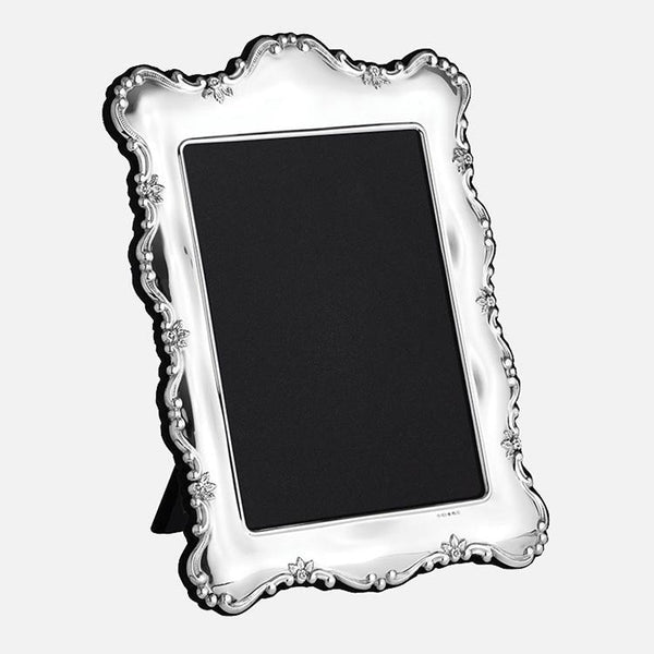 Floral Edge Sterling Silver Photo Frame With Grey Velvet Back - Carrs Silver - EB London