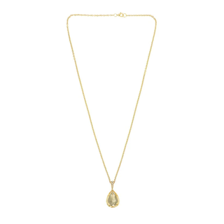 yellow gold pendant with briolette cut citrine and diamond set bale by Deakin & Francis at EB London