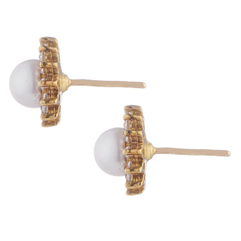 cluster earrings with cultured pearls and 14 diamonds by Deakin & Francis at EB London