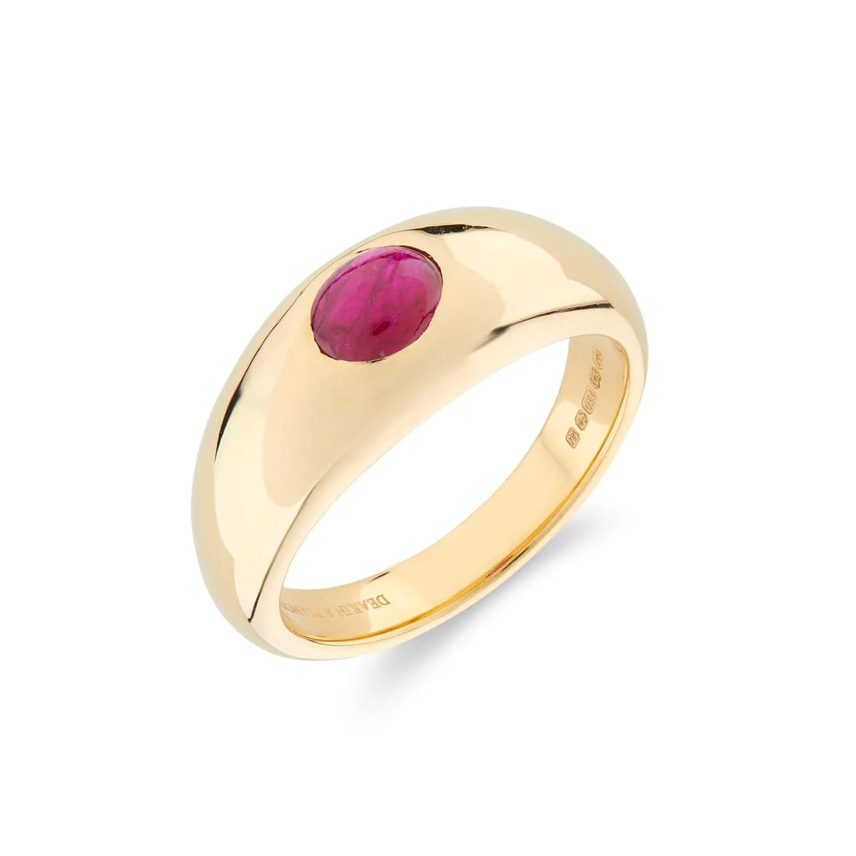 yellow gold gypsy ring with cabochon ruby centre by Deakin & Francis at EB London