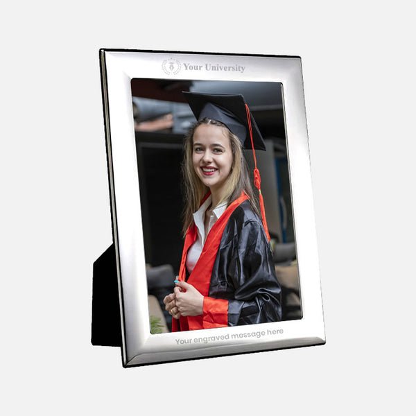 Graduation Photo Frame - Plain Sterling Silver with Black Wood Back - Carrs Silver - EB London