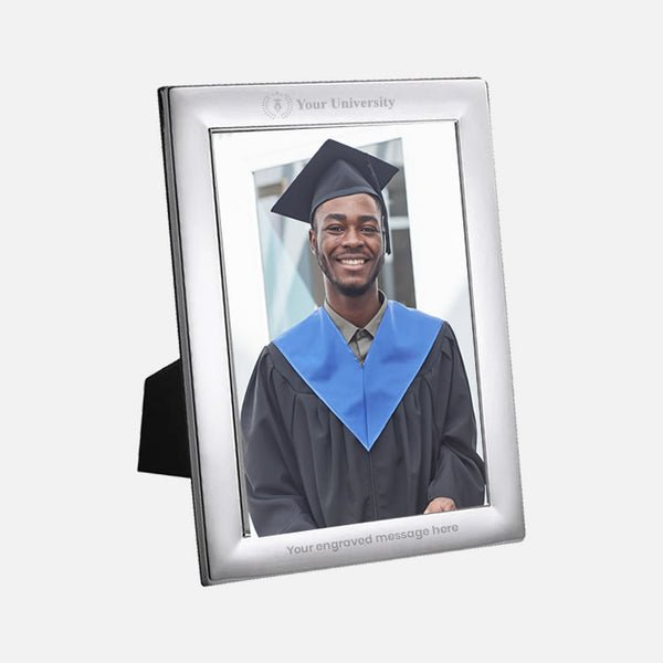 Graduation Photo Frame - Plain Sterling Silver with Wood Back - Carrs Silver - EB London
