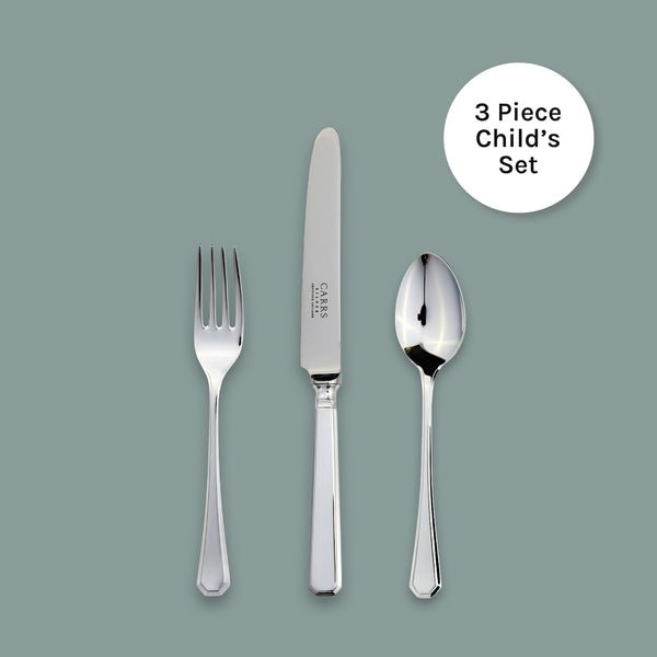 Grecian Cutlery 3 Piece Child's Set - Carrs Silver - EB London