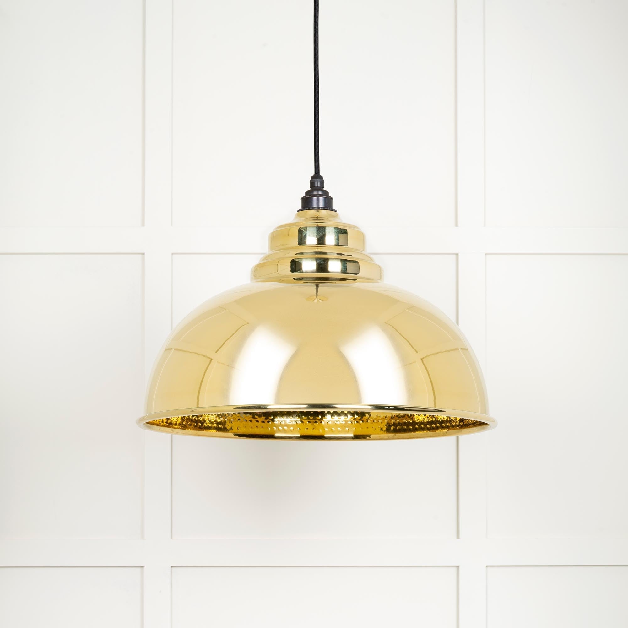 Hammered Brass Harborne Pendant | Bare - From The Anvil - EB London