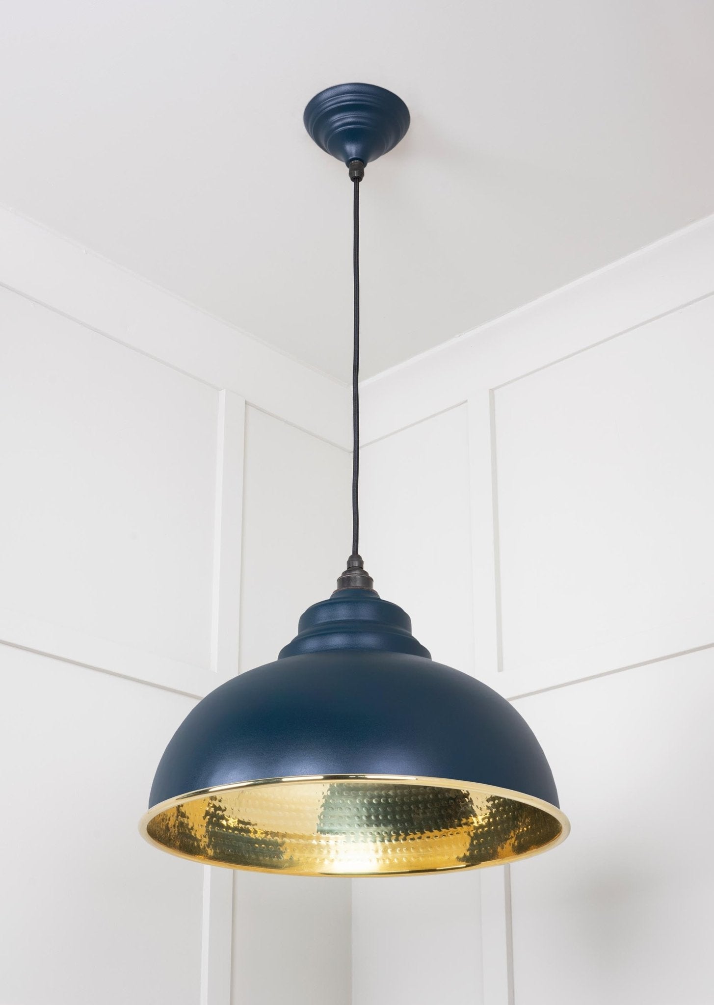 Hammered Brass Harborne Pendant | Dusk - From The Anvil - EB London