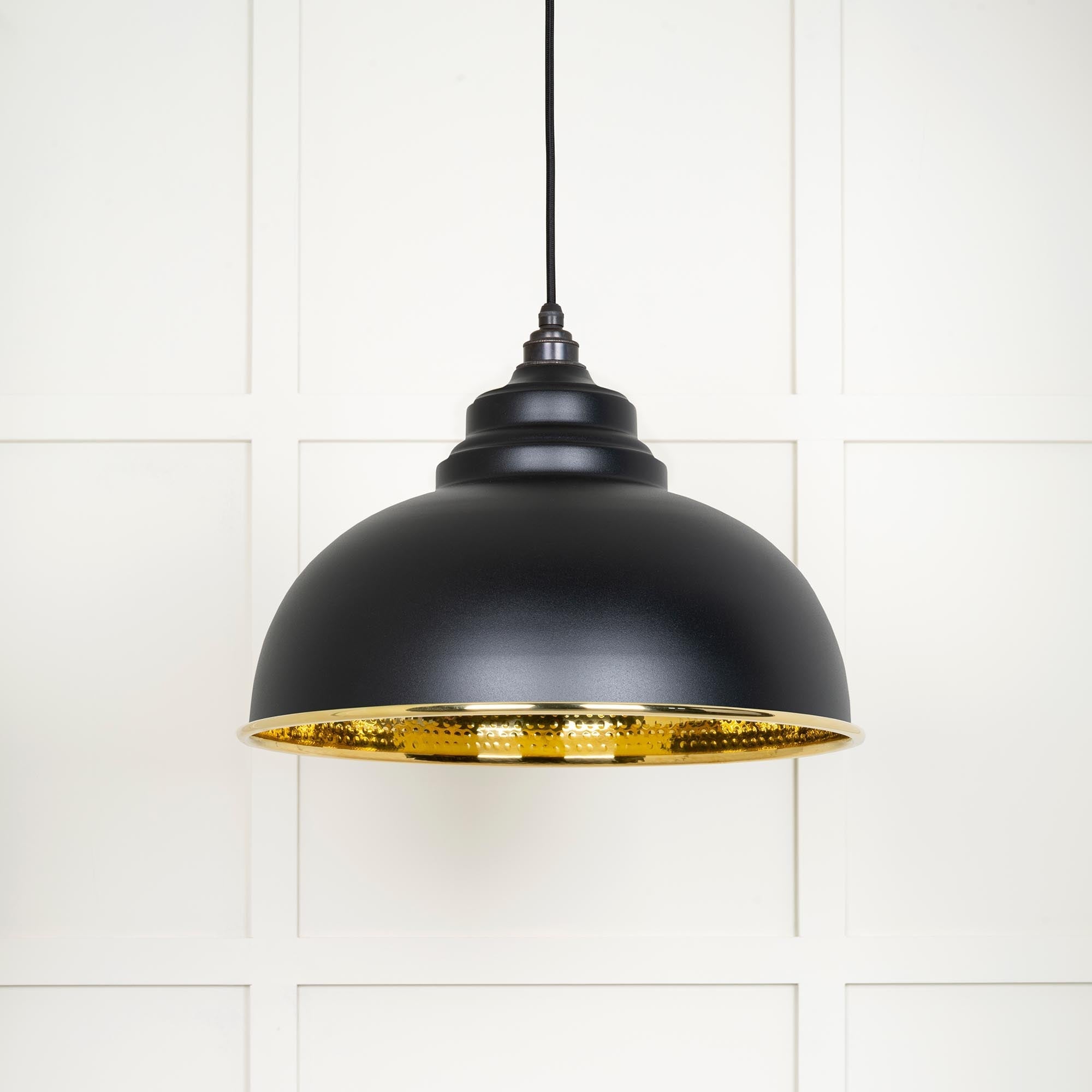 Hammered Brass Harborne Pendant | Elan Black - From The Anvil - EB London
