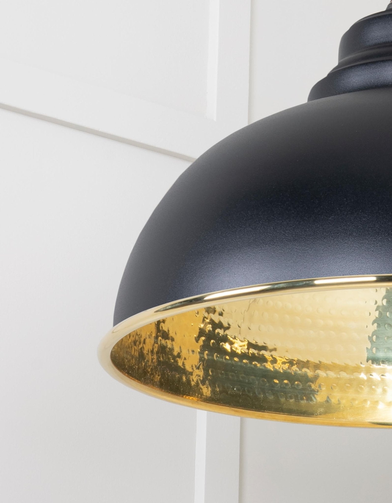 Hammered Brass Harborne Pendant | Elan Black - From The Anvil - EB London