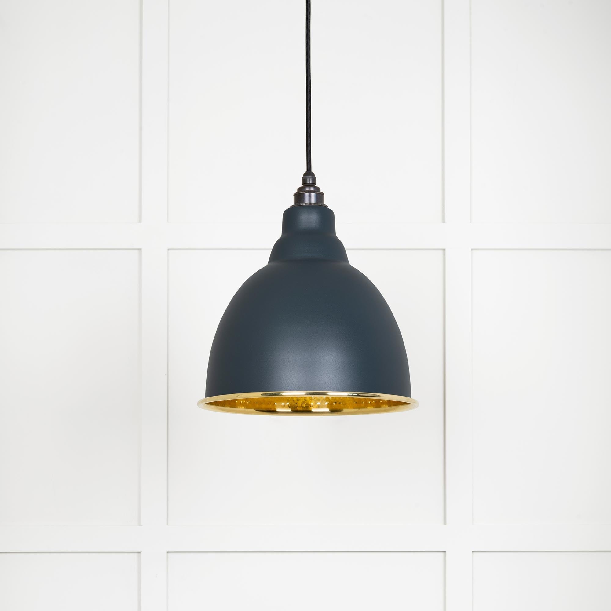 Hammered Brass Harborne Pendant | Soot - From The Anvil - EB London