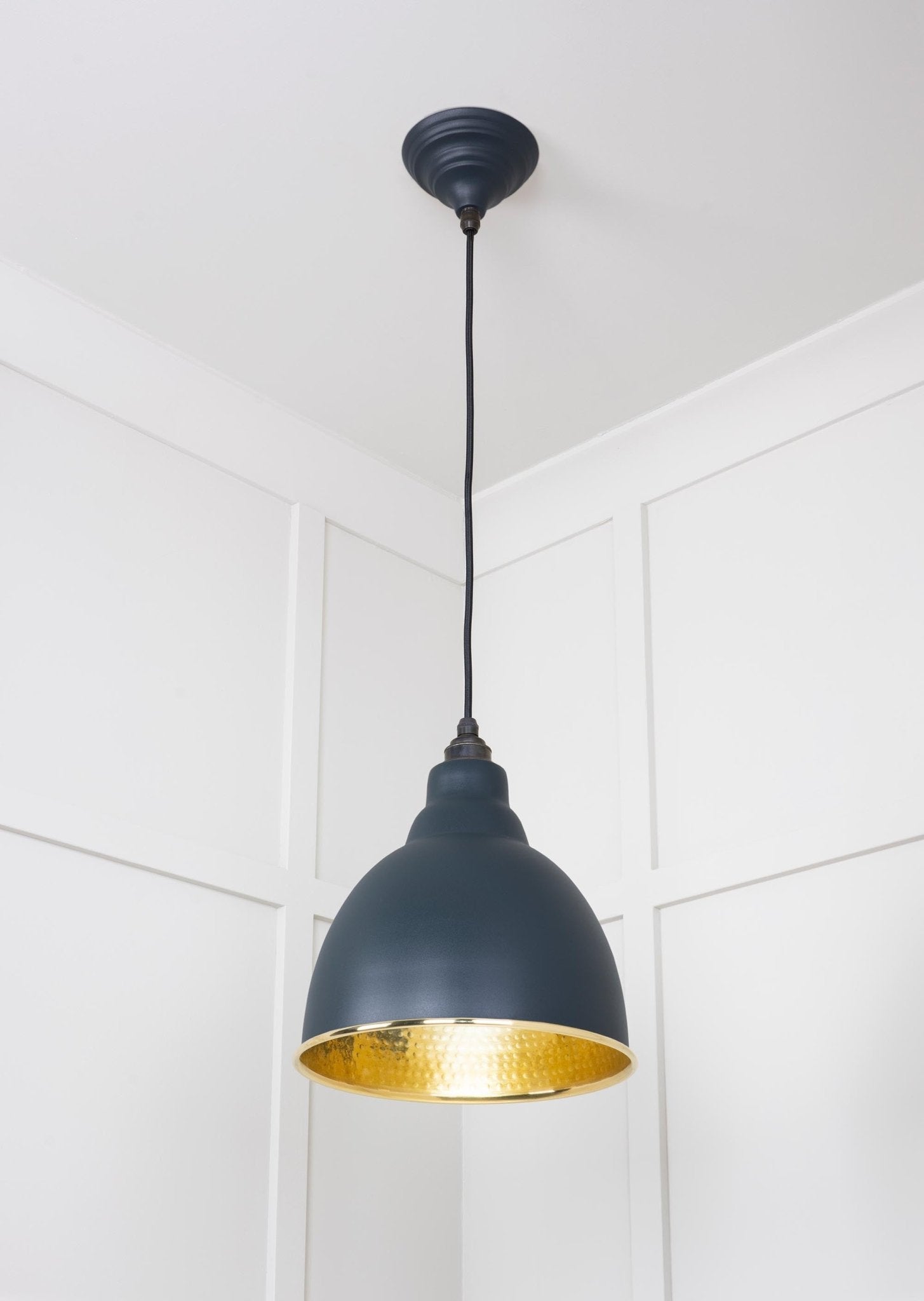 Hammered Brass Harborne Pendant | Soot - From The Anvil - EB London