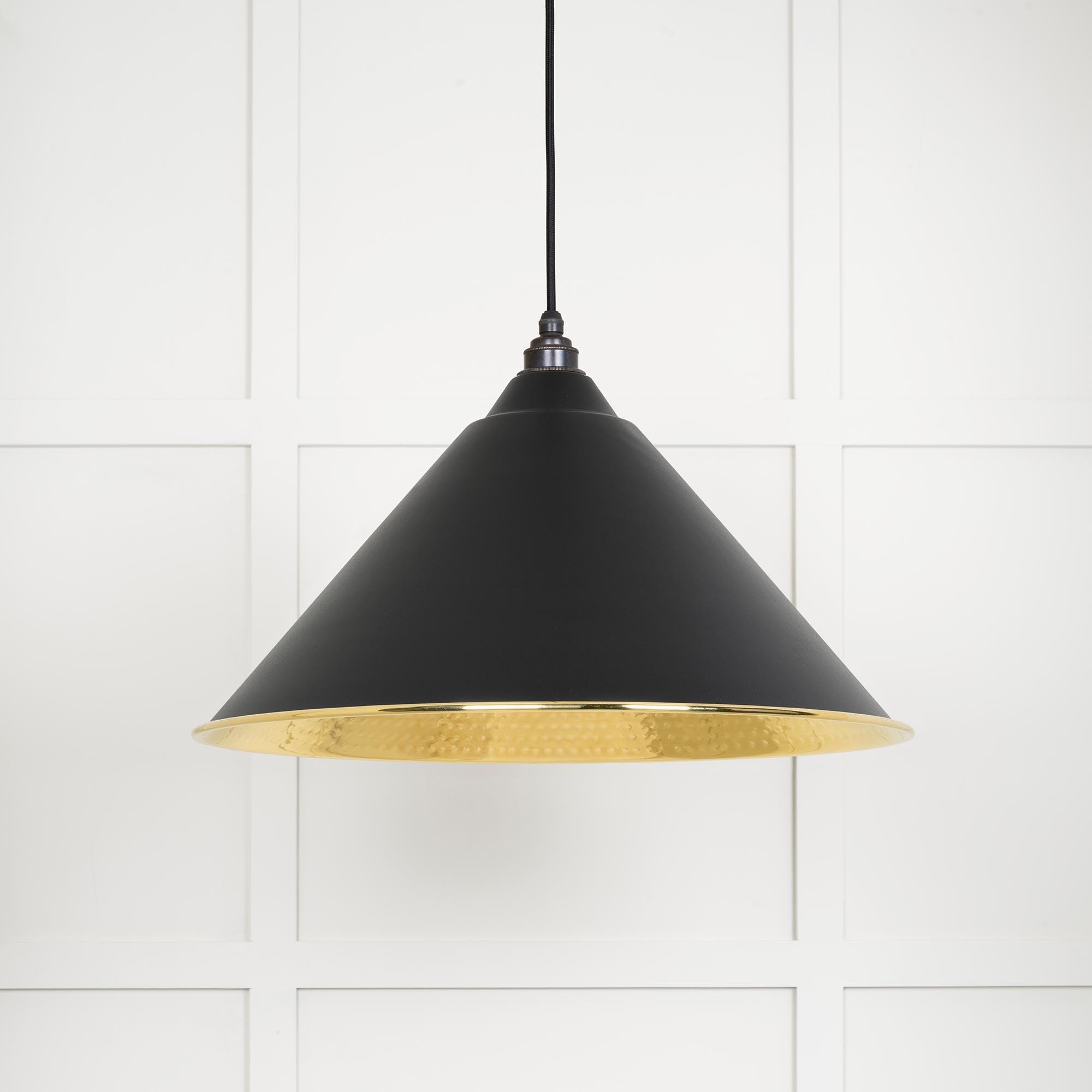 Hammered Brass Hockley Pendant | Elan Black - From The Anvil - EB London