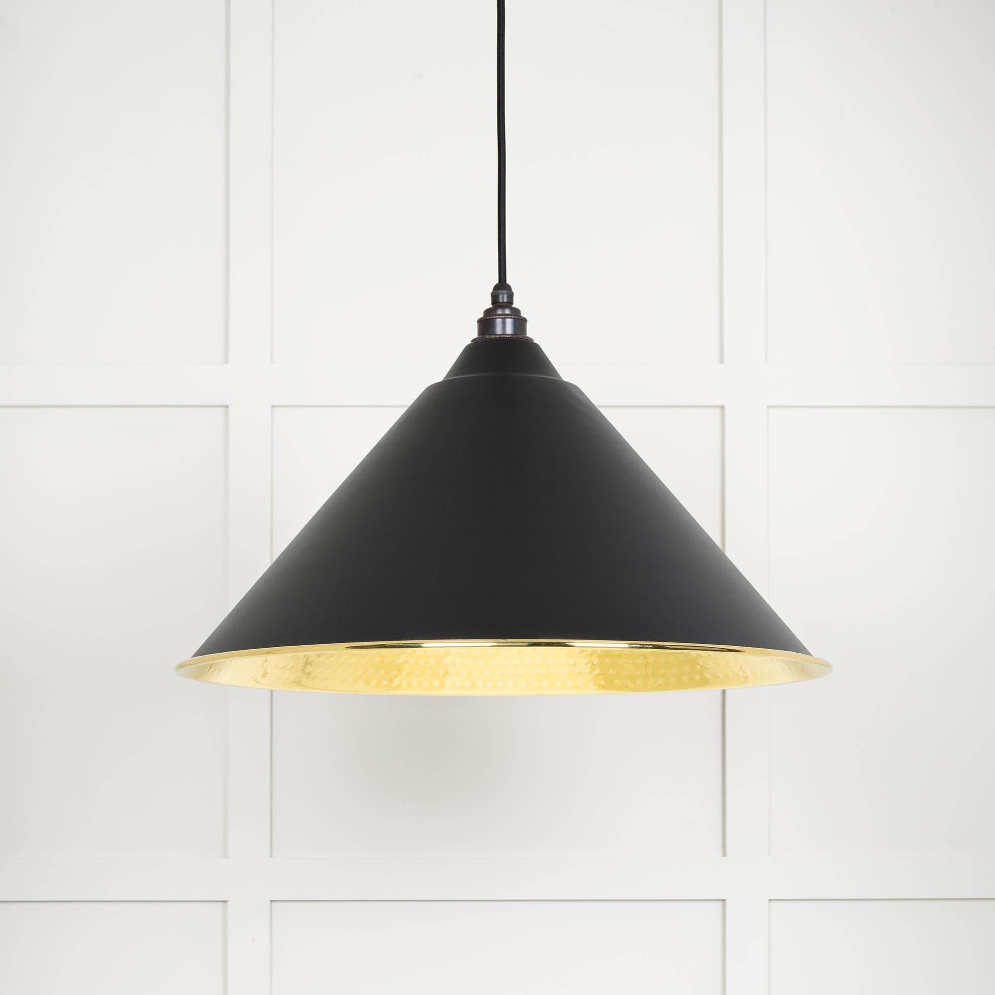 Hammered Brass Hockley Pendant | Elan Black - From The Anvil - EB London