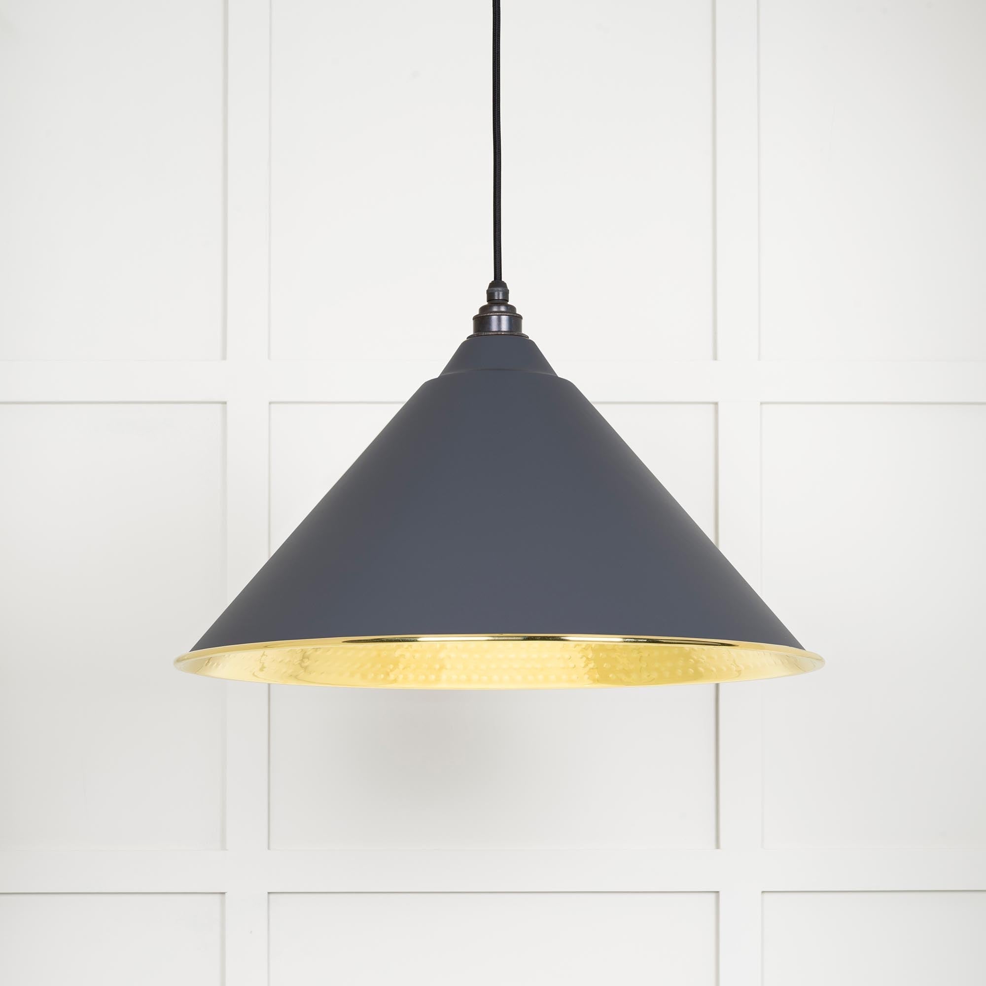 Hammered Brass Hockley Pendant | Slate - From The Anvil - EB London