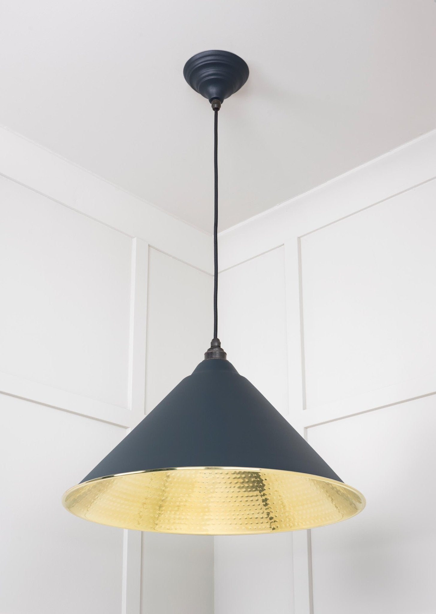 Hammered Brass Hockley Pendant | Soot - From The Anvil - EB London