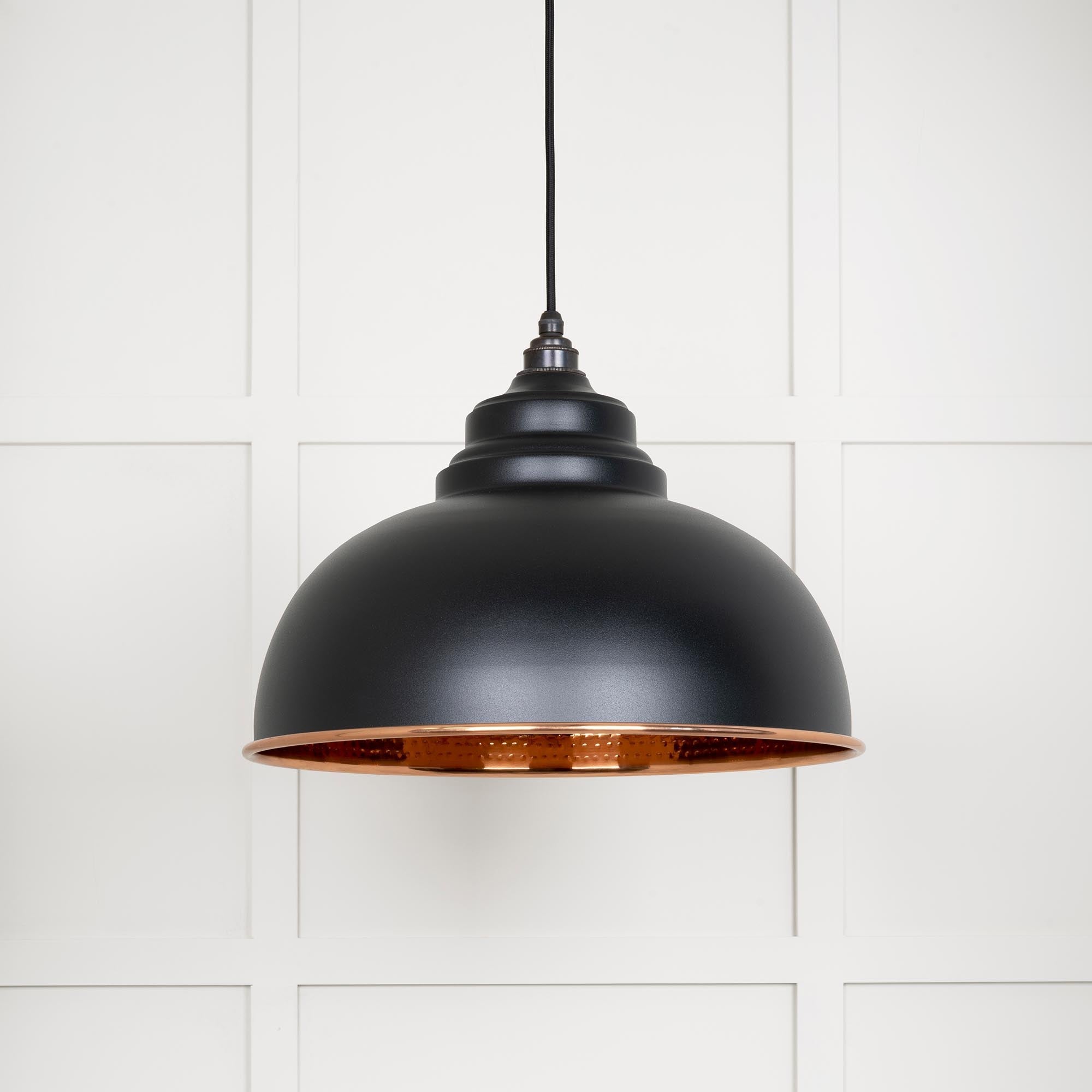 Hammered Copper Harborne Pendant | Elan Black - From The Anvil - EB London