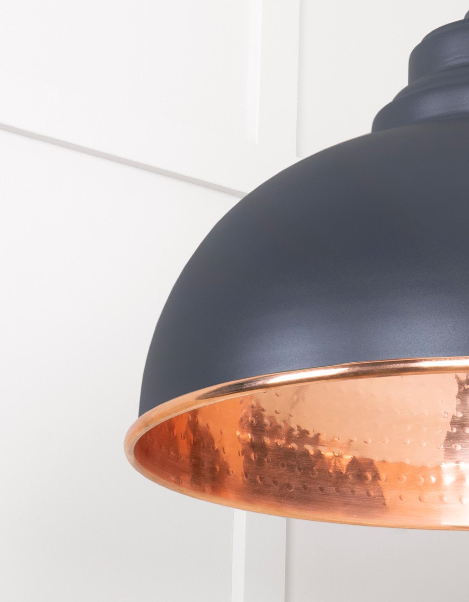 Hammered Copper Harborne Pendant | Slate - From The Anvil - EB London