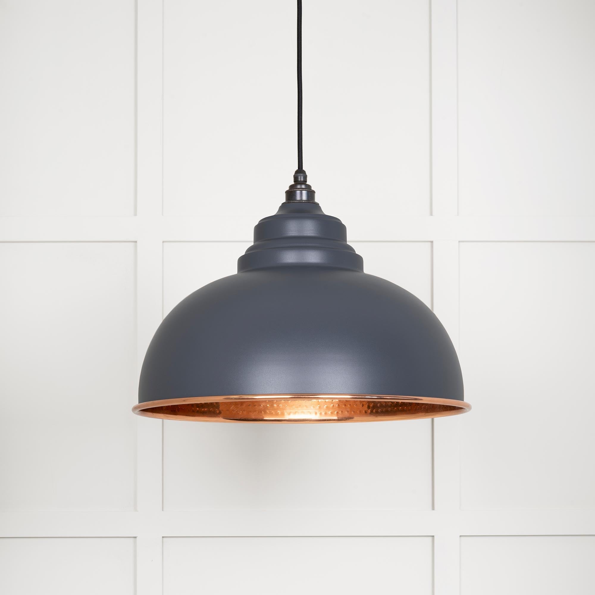 Hammered Copper Harborne Pendant | Slate - From The Anvil - EB London