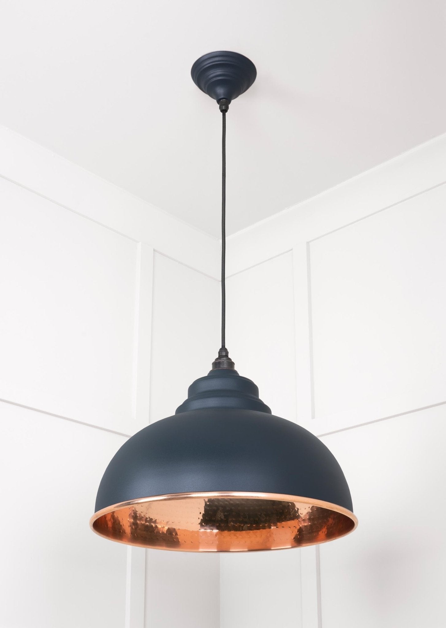 Hammered Copper Harborne Pendant | Soot - From The Anvil - EB London