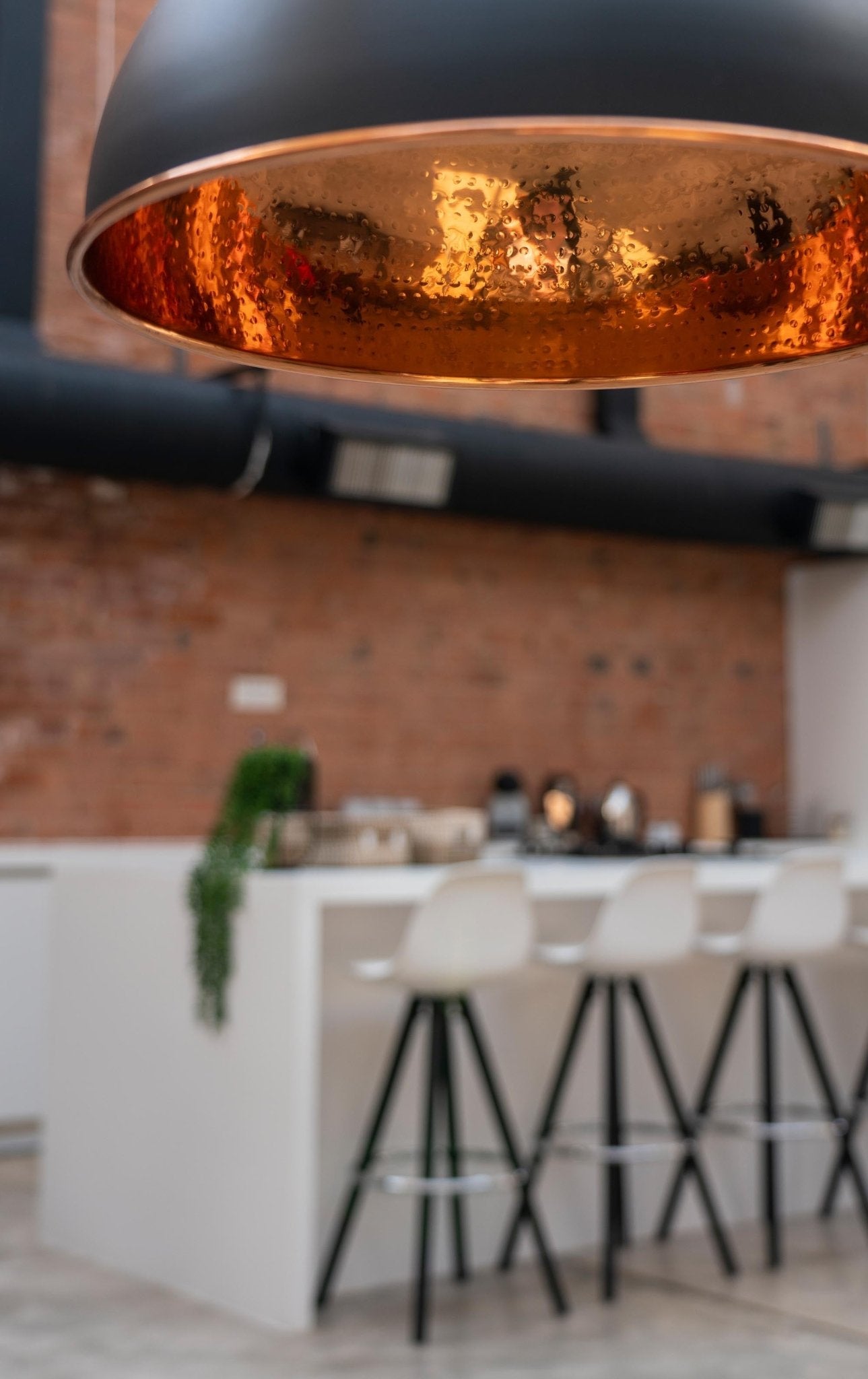 Hammered Copper Harborne Pendant | Soot - From The Anvil - EB London