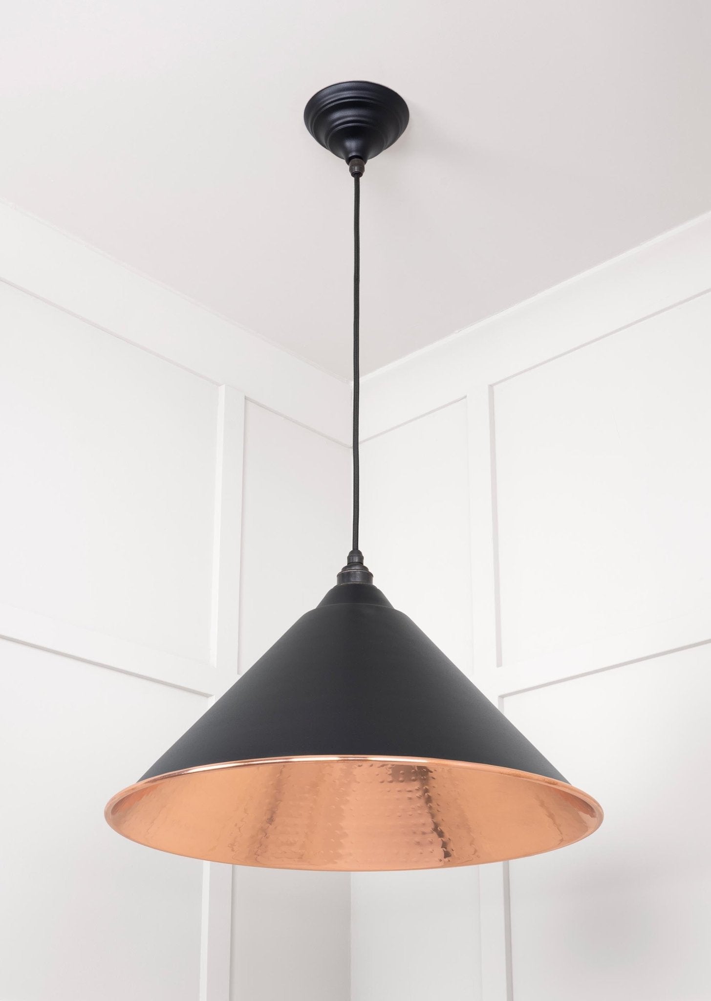 Hammered Copper Hockley Pendant |Elan Black - From The Anvil - EB London