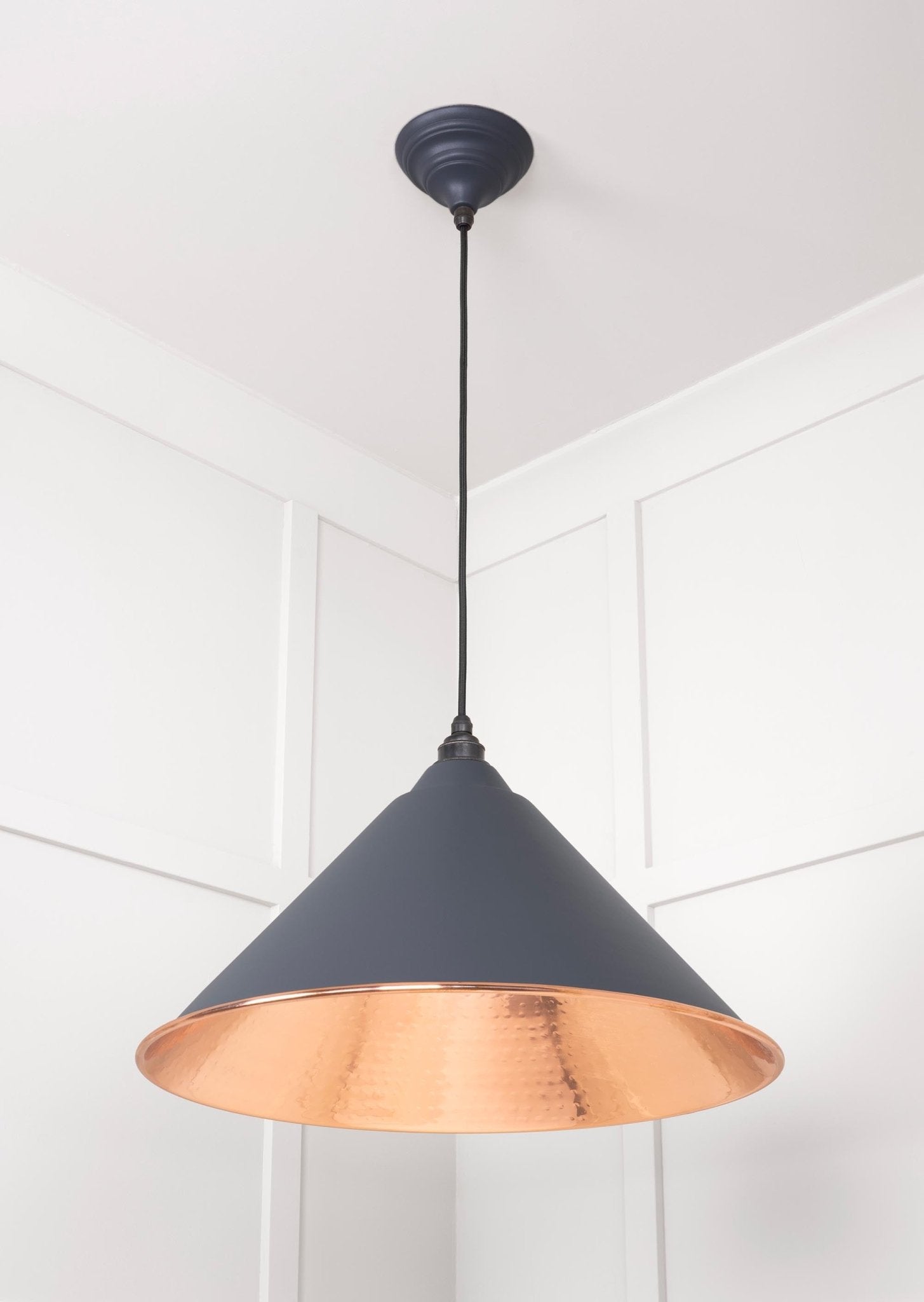 Hammered Copper Hockley Pendant | Slate - From The Anvil - EB London