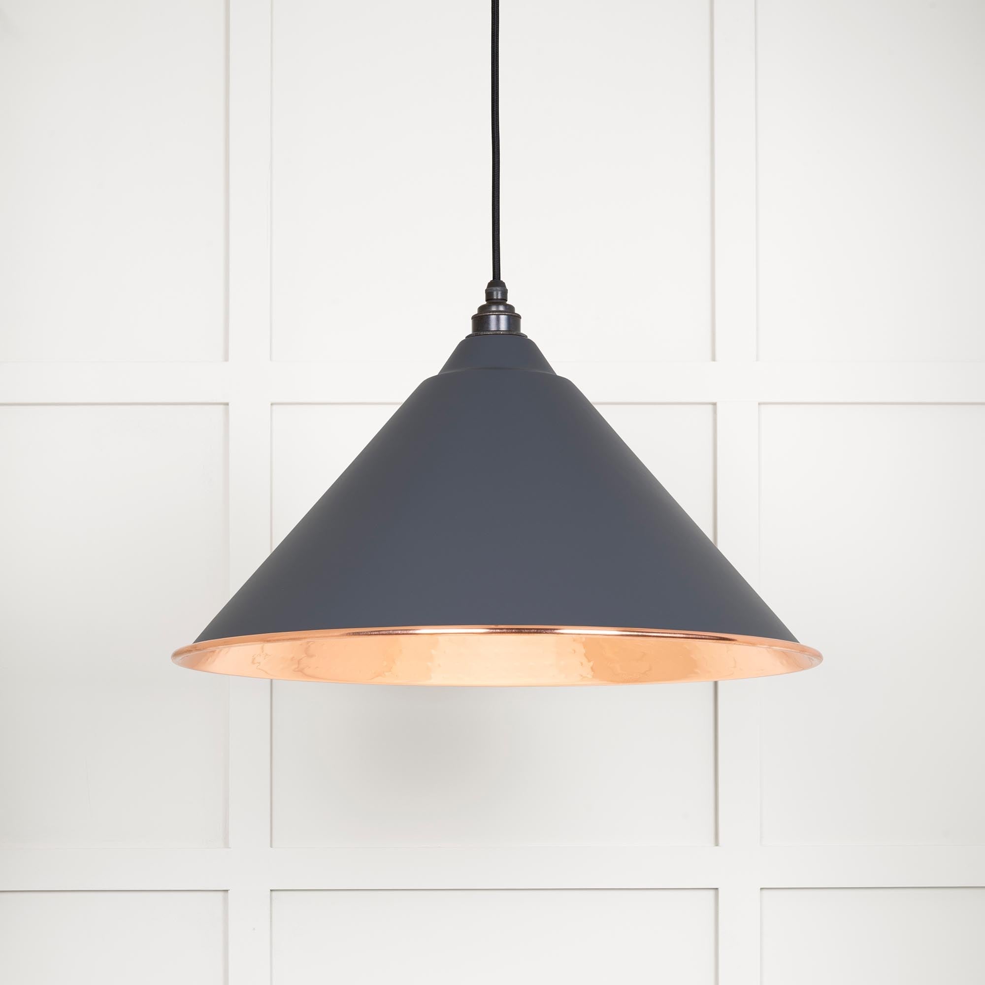 Hammered Copper Hockley Pendant | Slate - From The Anvil - EB London