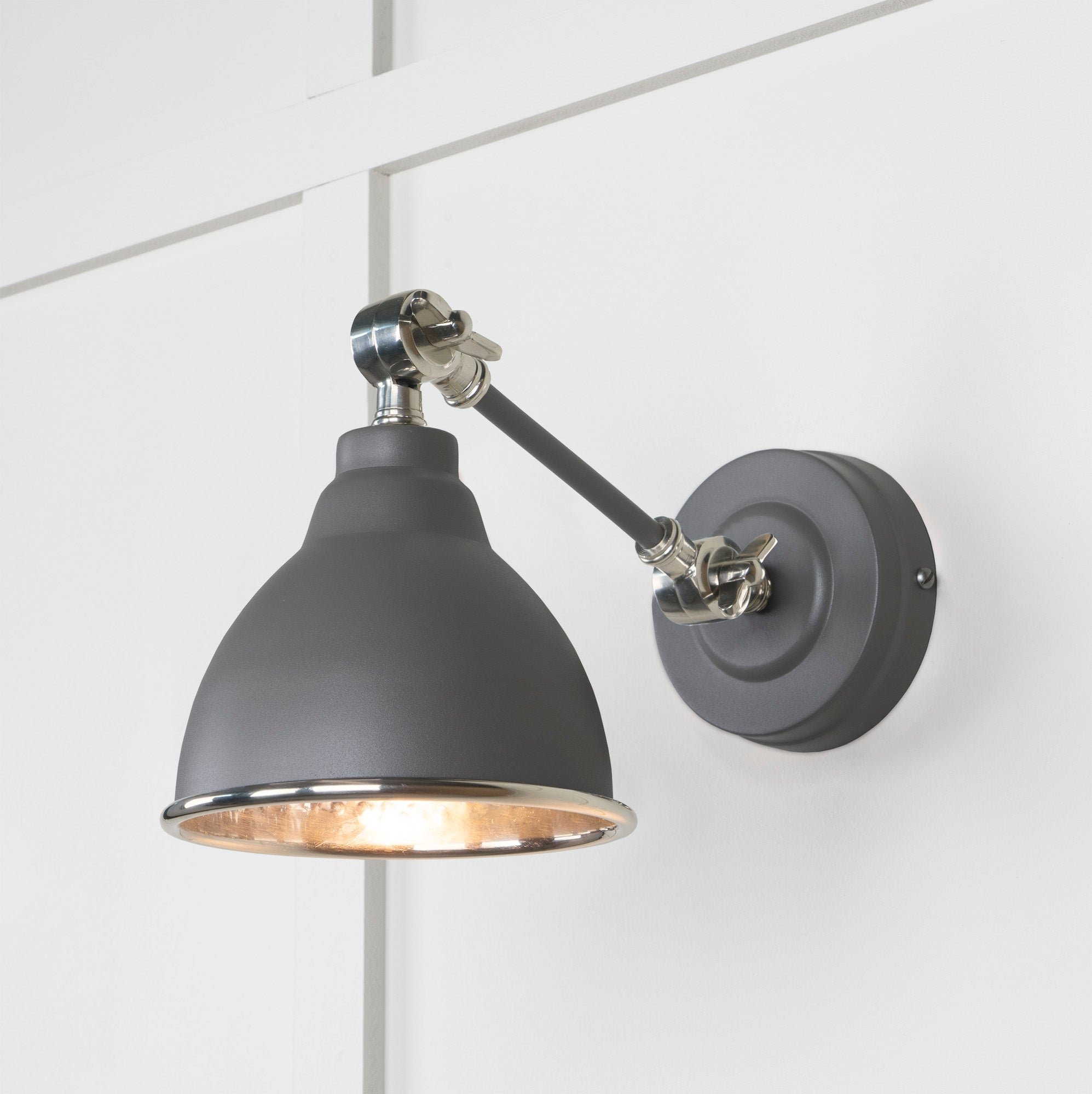 Hammered Nickel Brindley Wall Light | Hammered Nickel Bluff - From the Anvil - EB London
