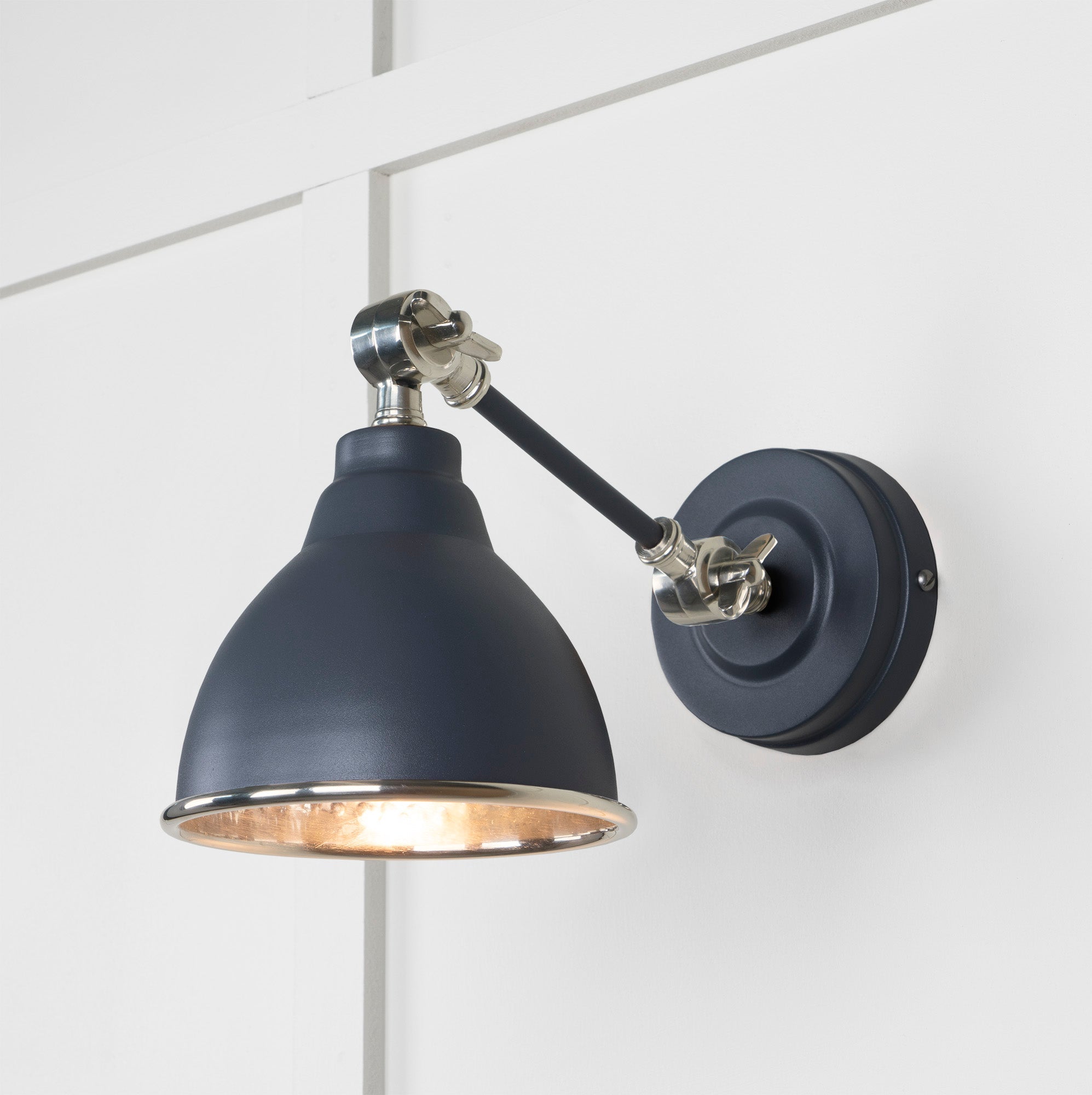 Hammered Nickel Brindley Wall Light | Hammered Nickel Slate - From the Anvil - EB London
