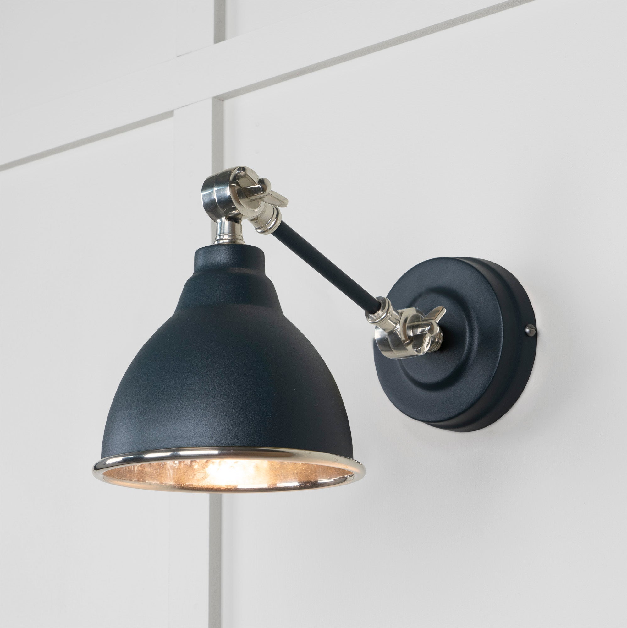 Hammered Nickel Brindley Wall Light | Hammered Nickel Soot - From the Anvil - EB London