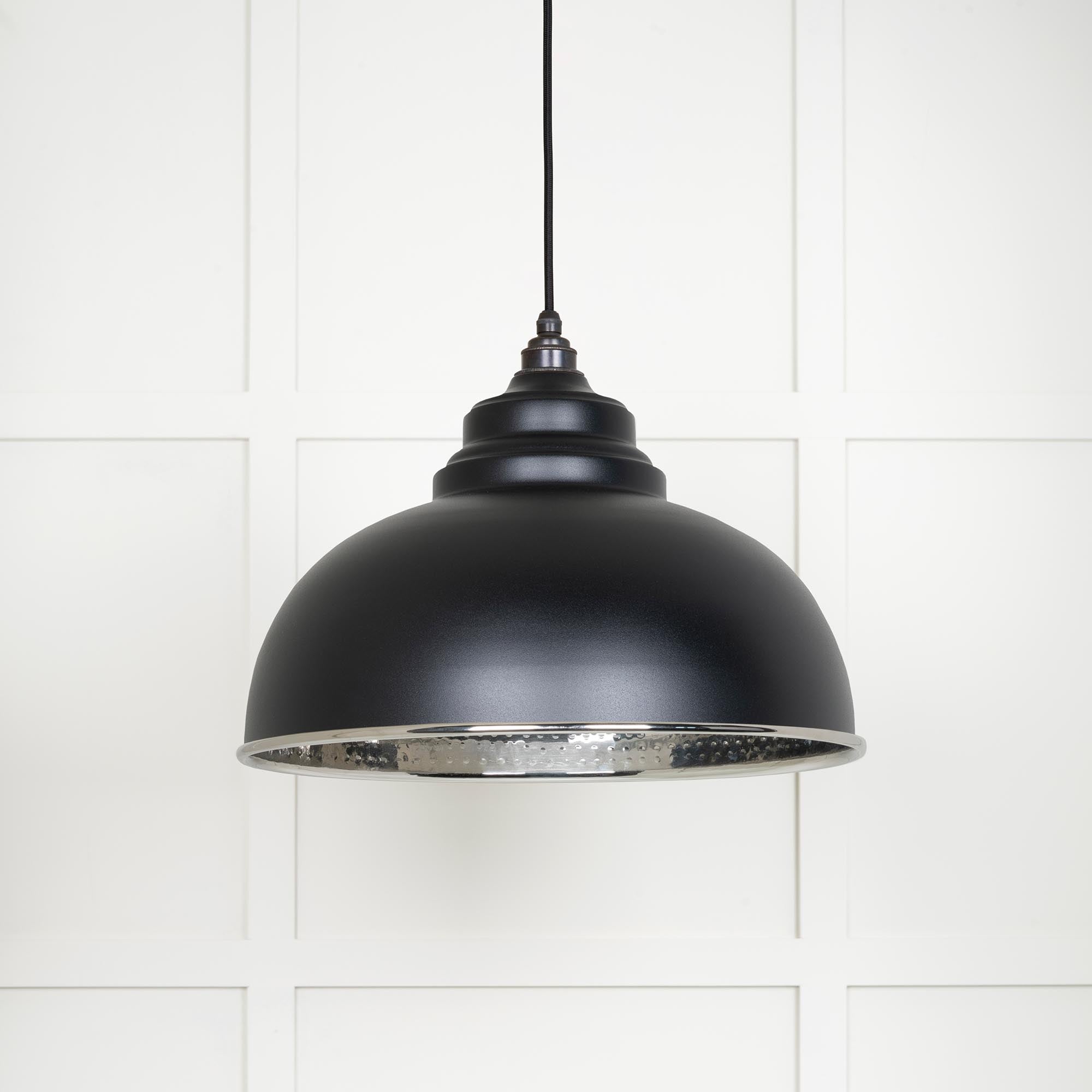 Hammered Nickel Harborne Pendant | Elan Black - From The Anvil - EB London