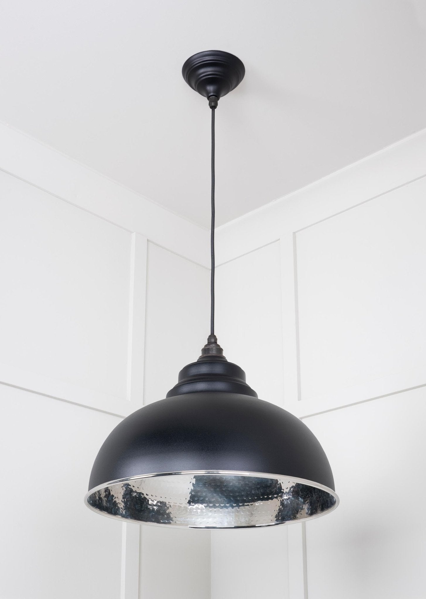 Hammered Nickel Harborne Pendant | Elan Black - From The Anvil - EB London