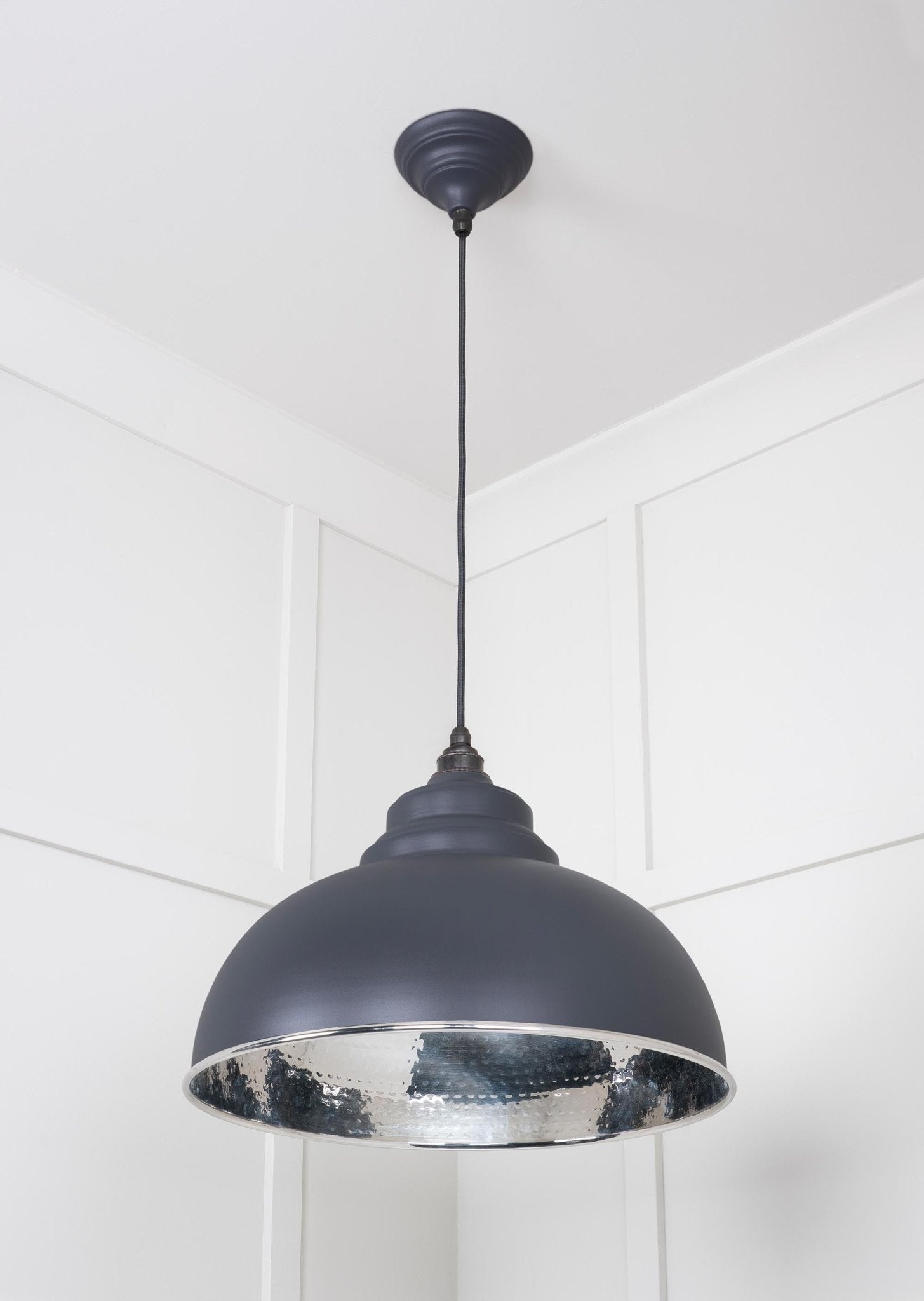 Hammered Nickel Harborne Pendant | Slate - From The Anvil - EB London