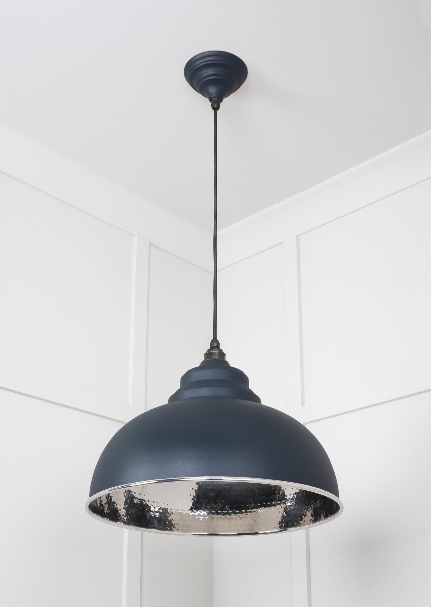 Hammered Nickel Harborne Pendant | Soot - From The Anvil - EB London
