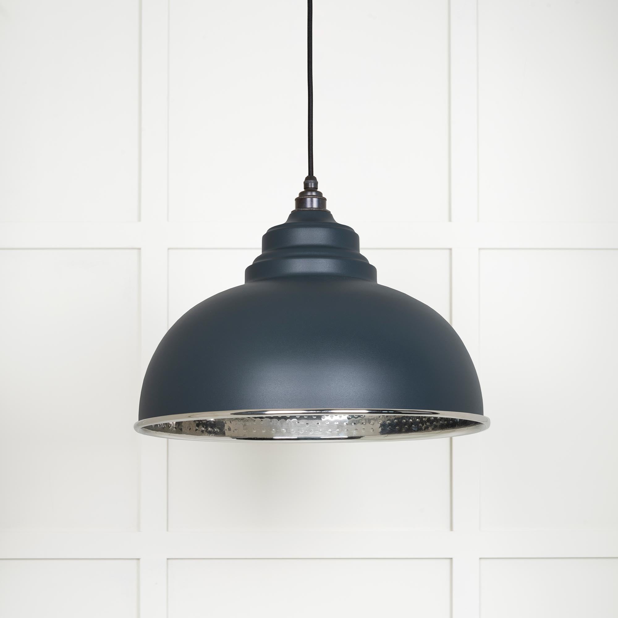 Hammered Nickel Harborne Pendant | Soot - From The Anvil - EB London