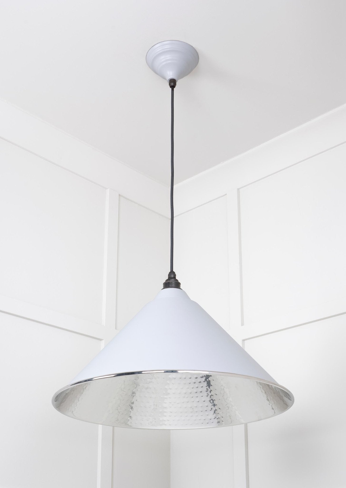 Hammered Nickel Hockley Pendant | Birch - From The Anvil - EB London