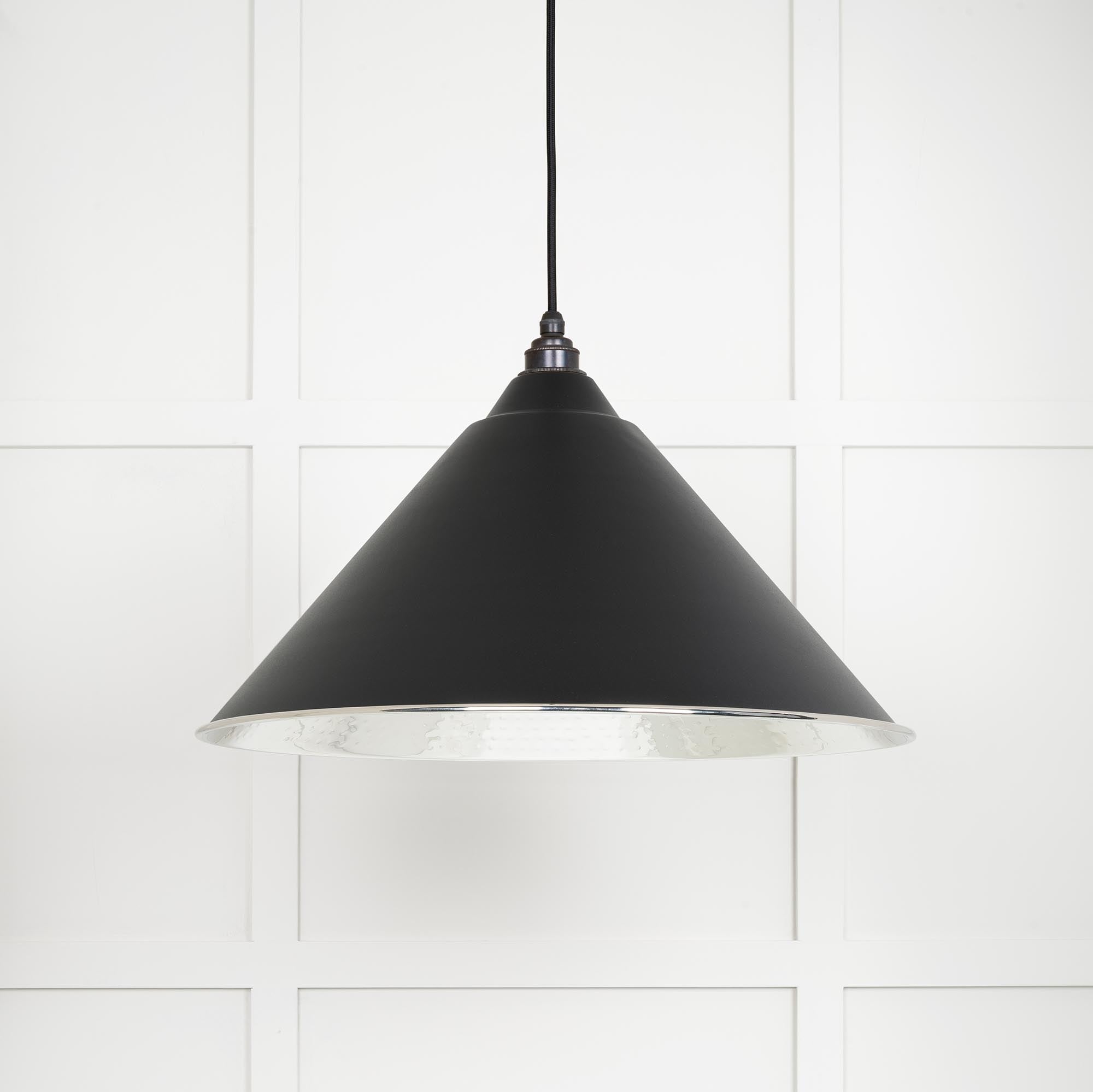 Hammered Nickel Hockley Pendant |Elan Black - From The Anvil - EB London